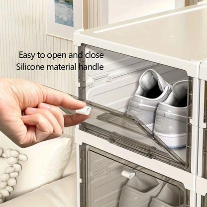1PC 1-layer folding shoe box with flip cover, available in four colors, saving space - suitable for living room, bedside, etc