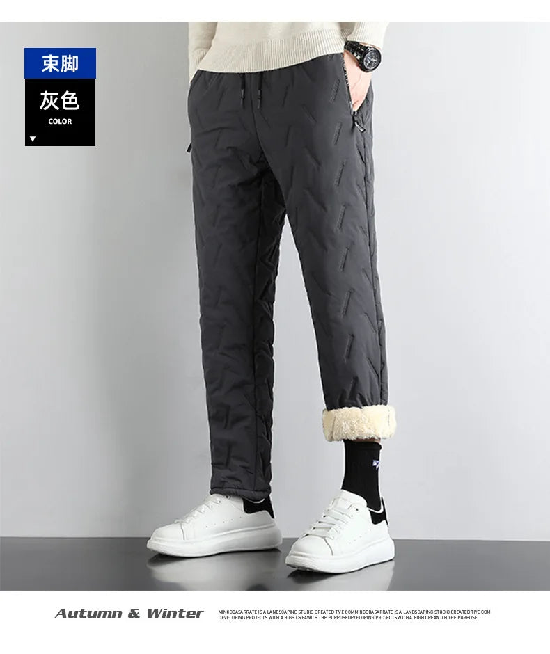 Lamb Plush Cotton Jacket and Winter Pants for Men Plush and Thickened Two-piece Warm Set Cross-border Large Size Coat and Pants
