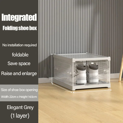 1PC 1-layer folding shoe box with flip cover, available in four colors, saving space - suitable for living room, bedside, etc