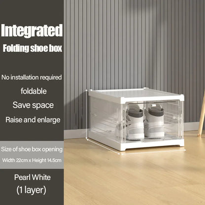 1PC 1-layer folding shoe box with flip cover, available in four colors, saving space - suitable for living room, bedside, etc