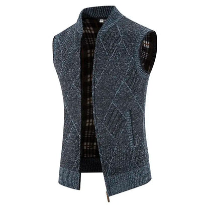 Men Wool Sweaters Vest 2024 Autumn Winter Fleece Warm Casual Zipper Cashmere Sleeveless Solid Knitted Sweater Veste Men Clothes