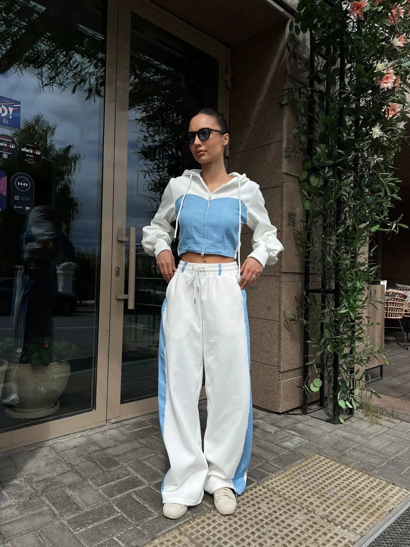 2024 Autumn and Winter New Casual Contrasting Color Suit Long Sleeve Hoodie Sports 2 Sets of Pants Suit Women's Clothing