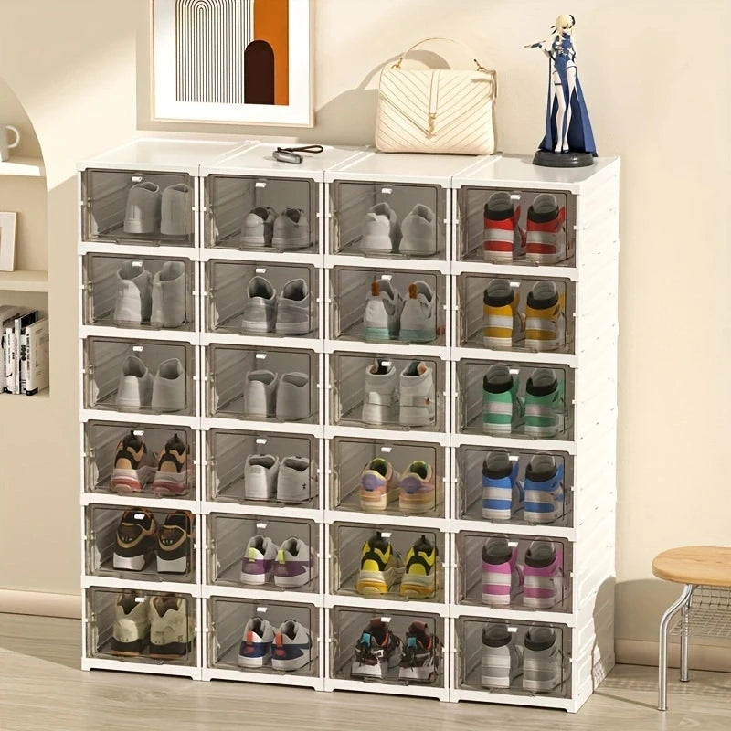 1PC 1-layer folding shoe box with flip cover, available in four colors, saving space - suitable for living room, bedside, etc