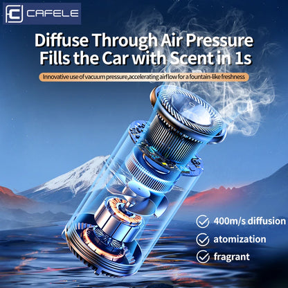 CAFELE Smart Car Air Freshener Diffuse Aromatherapy By Ultrasonic Atomization Auto On/Off Built-in Battery Long Lasting Fresh