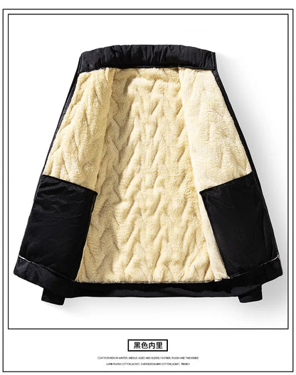 Lamb Plush Cotton Jacket and Winter Pants for Men Plush and Thickened Two-piece Warm Set Cross-border Large Size Coat and Pants