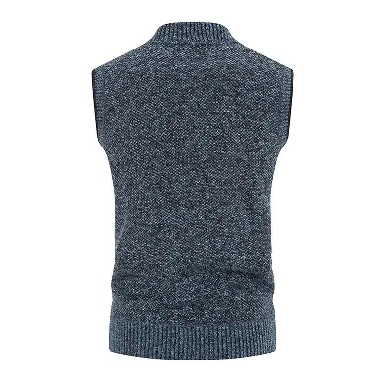 Men Wool Sweaters Vest 2024 Autumn Winter Fleece Warm Casual Zipper Cashmere Sleeveless Solid Knitted Sweater Veste Men Clothes