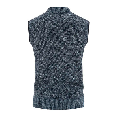Men Wool Sweaters Vest 2024 Autumn Winter Fleece Warm Casual Zipper Cashmere Sleeveless Solid Knitted Sweater Veste Men Clothes