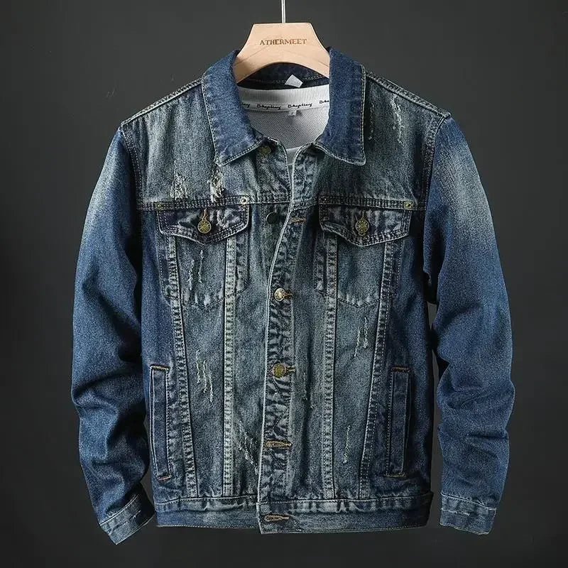 Trendy With Embroidery Autumn Male Jean Coats Designer Y2k Clothing Cheap Price Stylish Cowgirl Aesthetic Low Men's Denim Jacket
