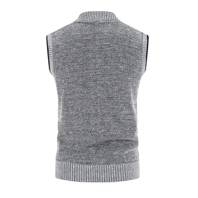 Men Wool Sweaters Vest 2024 Autumn Winter Fleece Warm Casual Zipper Cashmere Sleeveless Solid Knitted Sweater Veste Men Clothes