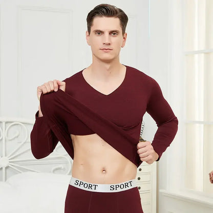 Men's Thermal Underwear Set Velvet Mid-thick Winter Warm Long Johns Shirts & Tops Bottom Suit Outdoor Sports Base Layer