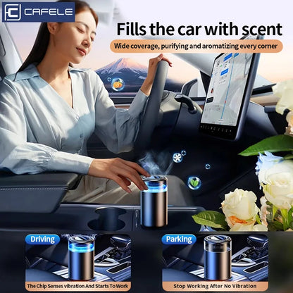 CAFELE Smart Car Air Freshener Diffuse Aromatherapy By Ultrasonic Atomization Auto On/Off Built-in Battery Long Lasting Fresh