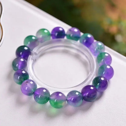 Retro Natural Green Jade Dongling Flower 8-12mm Elastic Bracelet Charm Jewellery Fashion Hand Knitted Amulet Gifts Women Bangle