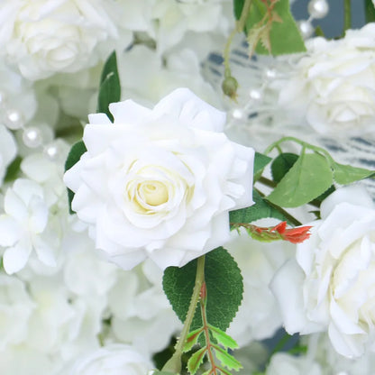 Luxury 5D White Floral Arrangement With Horn Arch Wedding Backdrop Props Flower Stand Rose Baby Breath Table Centerpieces Ball