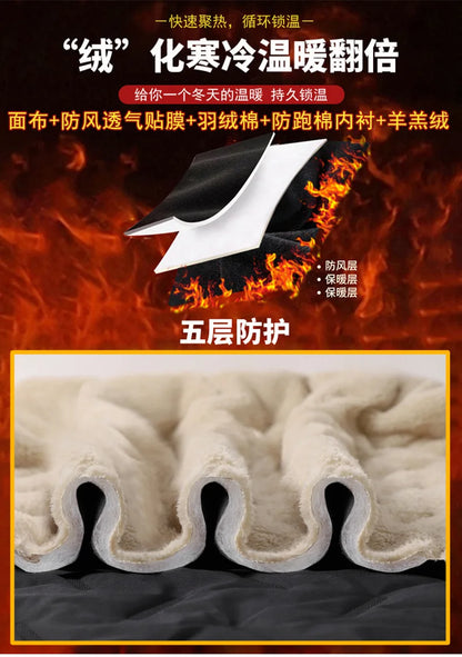 Lamb Plush Cotton Jacket and Winter Pants for Men Plush and Thickened Two-piece Warm Set Cross-border Large Size Coat and Pants