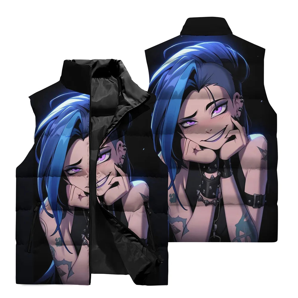 Jinx Anime Printed Pattern 3d Vest Winter New Men's Vest Jacket Street Fashion Clothing Slim Style Fabric Soft Men's Clothing