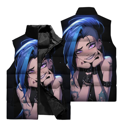 Jinx Anime Printed Pattern 3d Vest Winter New Men's Vest Jacket Street Fashion Clothing Slim Style Fabric Soft Men's Clothing