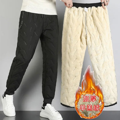 Lamb Plush Cotton Jacket and Winter Pants for Men Plush and Thickened Two-piece Warm Set Cross-border Large Size Coat and Pants
